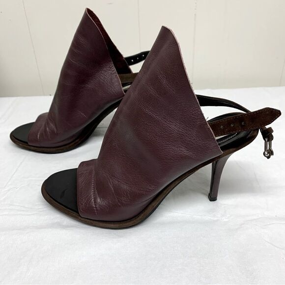 Balenciaga Peep Toe Glove Slingback Pumps Brown Leather Sz 6 EUR 36 Gorgeous - Picture 1 of 12
